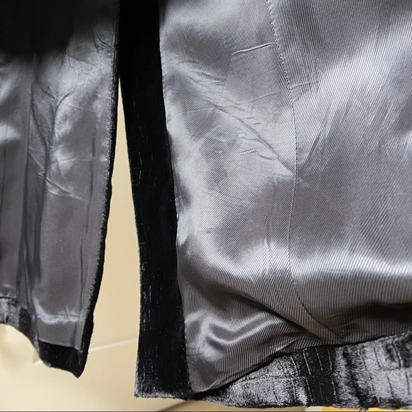 Karen Millen Black Glossy Faux Fur Trench Coat Silver Belted Lined Mob Wife - Picture 11 of 17